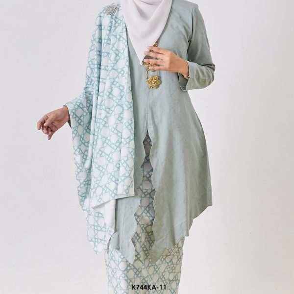 Kebaya Anggun 2.0 With Shawl in Seafoam Green (K744KA-11) - Image 4