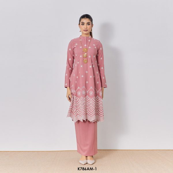Ameera Kurung in Coral Pink (K786AM-1)