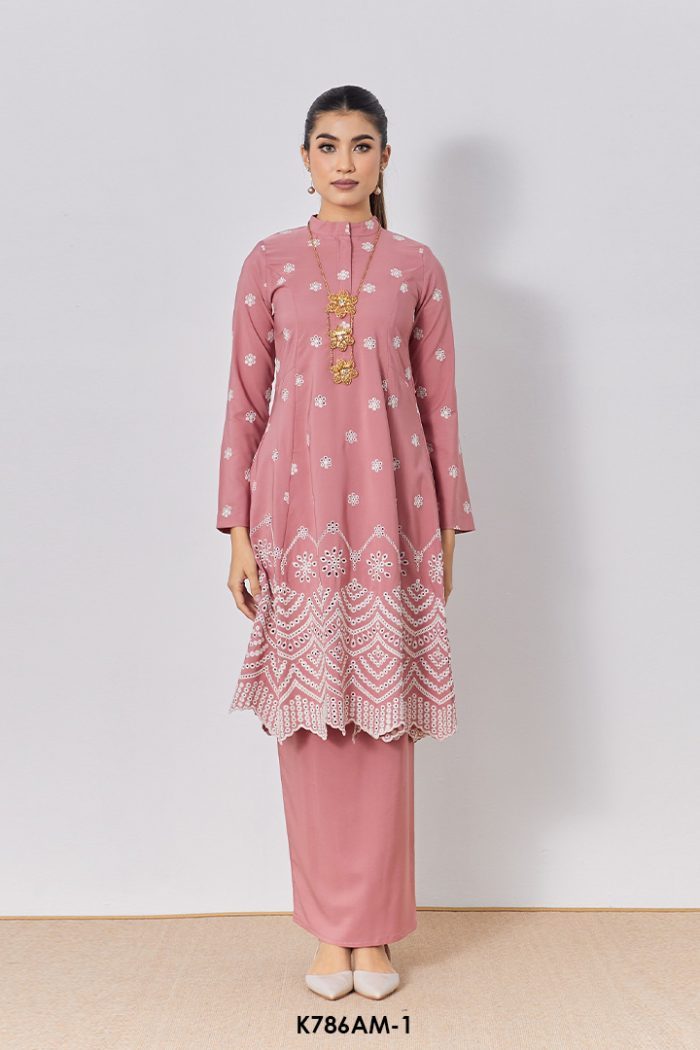 Ameera Kurung in Coral Pink (K786AM-1)