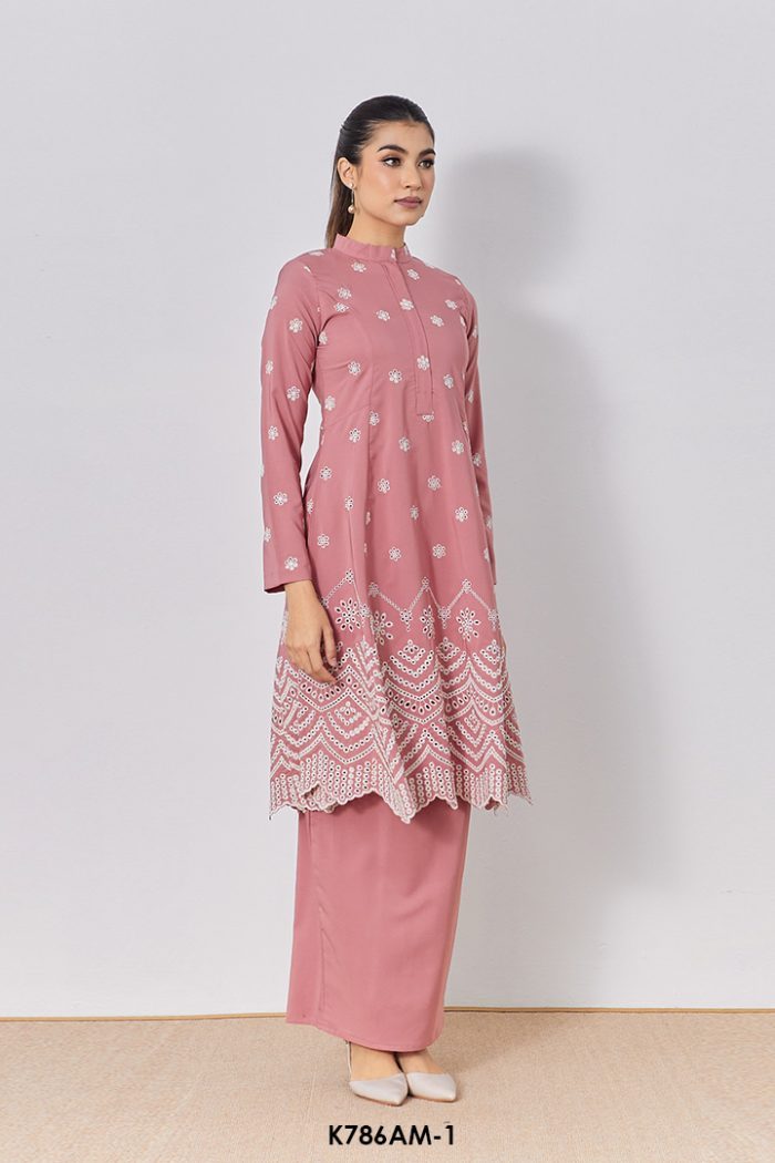 Ameera Kurung in Coral Pink (K786AM-1)