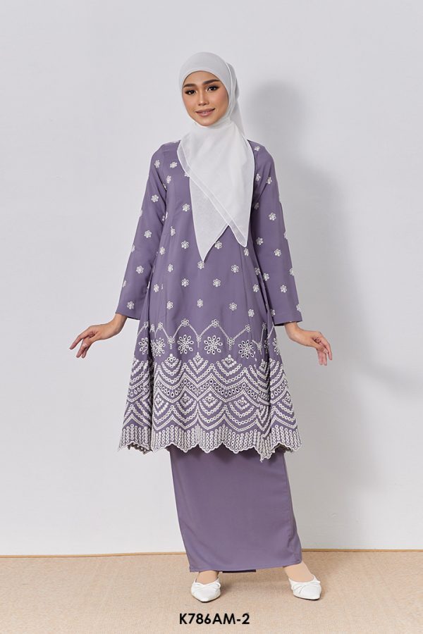 Ameera Kurung in Muted Purple (K786AM-2)