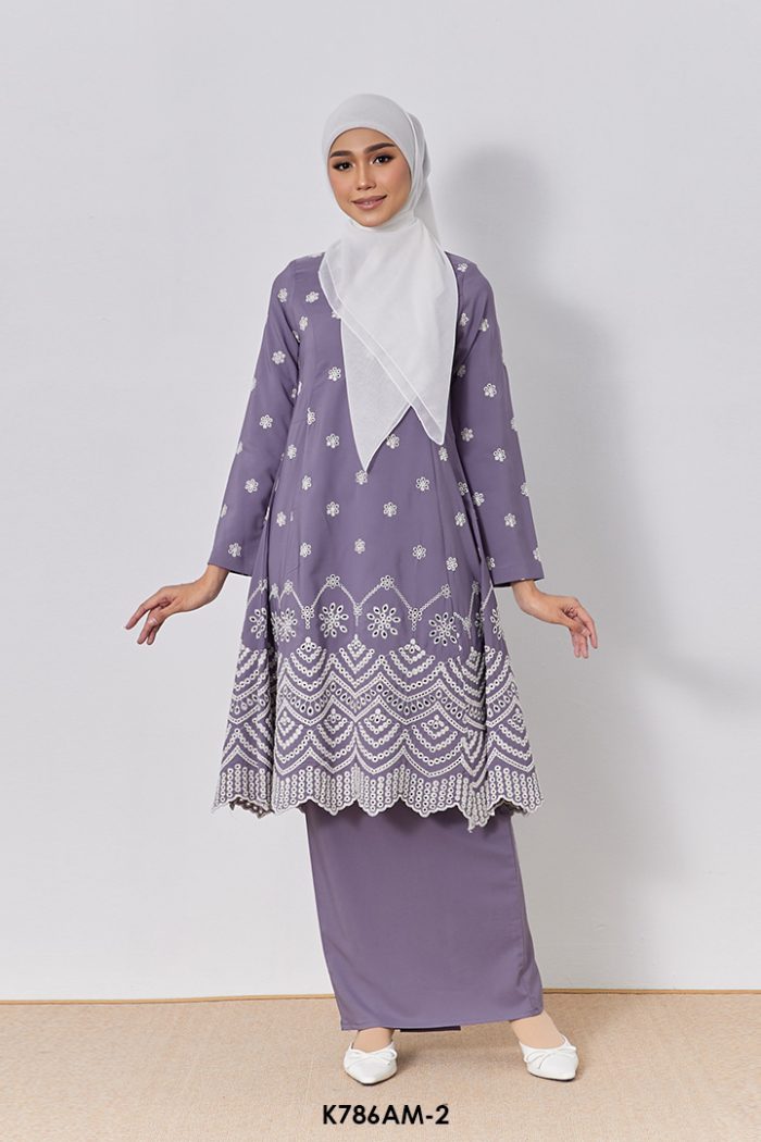 Ameera Kurung in Muted Purple (K786AM-2)
