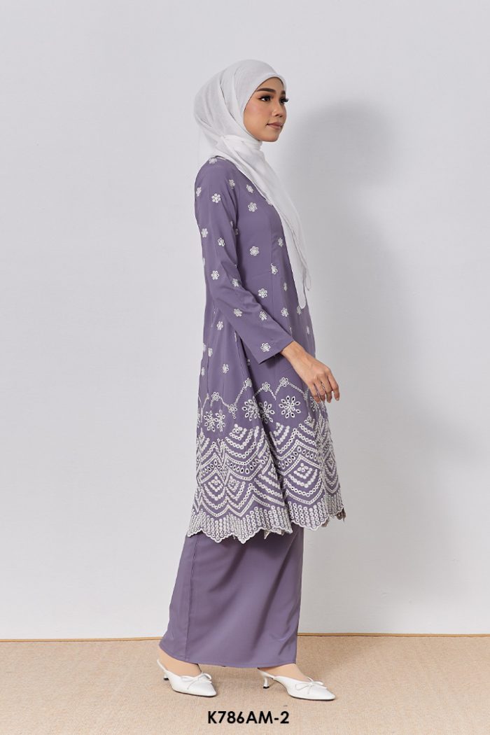 Ameera Kurung in Muted Purple (K786AM-2)