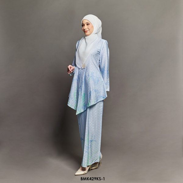 Kebaya Saloma Batiq Mia in Soft Blue (BMK429KS-1) - Image 2