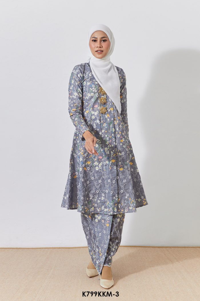 Kebarung Kalthom Sulam in Ash Grey (K799KKM-3)