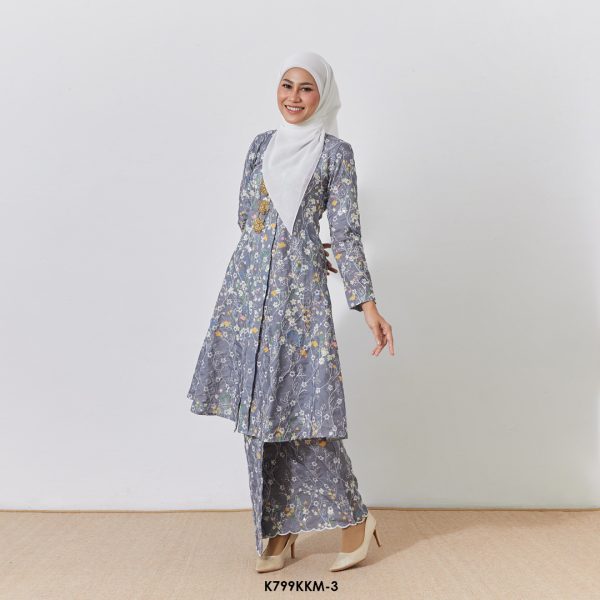 Kebarung Kalthom Sulam in Ash Grey (K799KKM-3) - Image 2