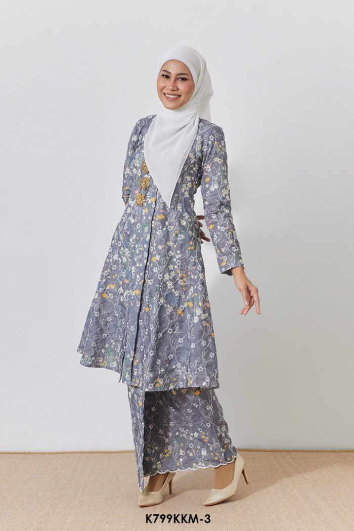 Kebarung Kalthom Sulam in Ash Grey (K799KKM-3)