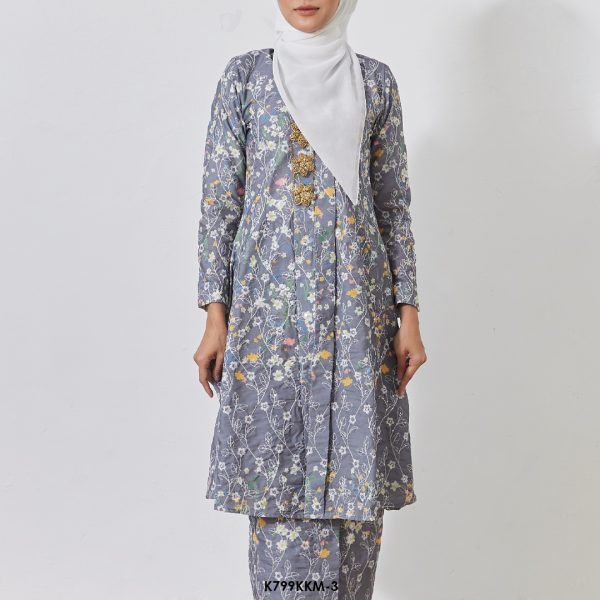 Kebarung Kalthom Sulam in Ash Grey (K799KKM-3) - Image 3