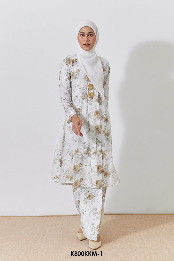 Kebarung Kalthom Sulam in White (K800KKM-1)