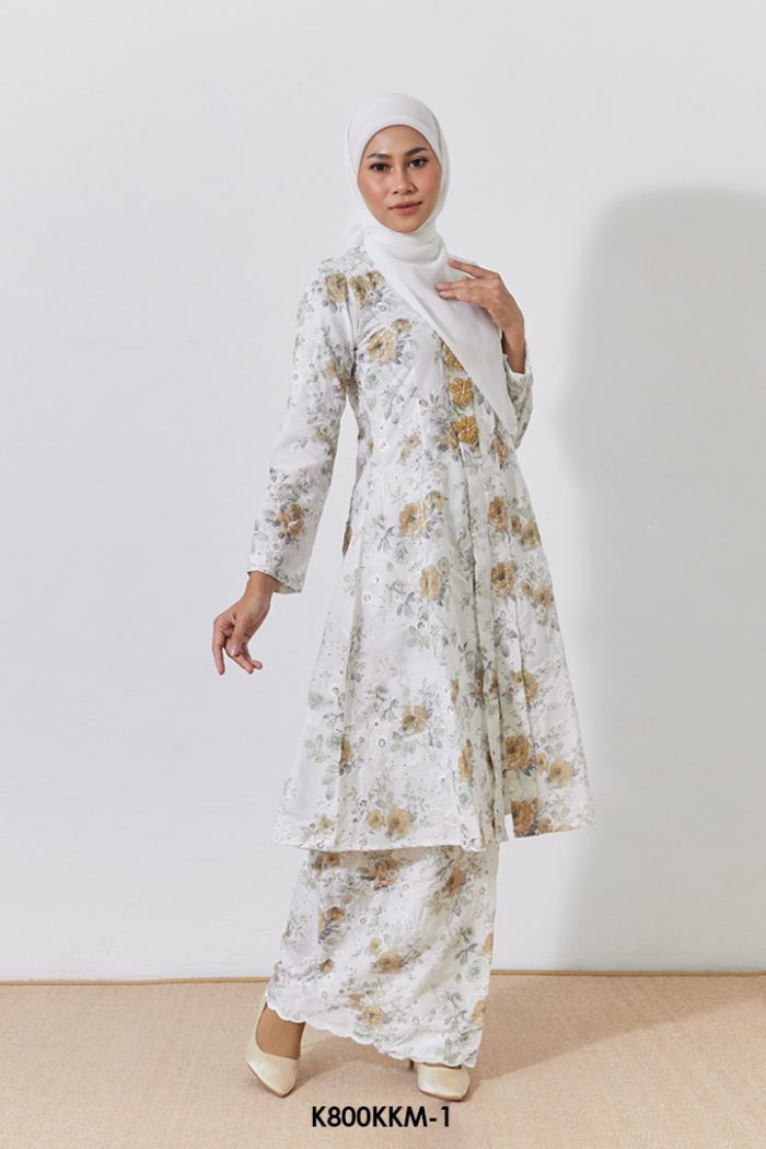 Kebarung Kalthom Sulam in White (K800KKM-1)