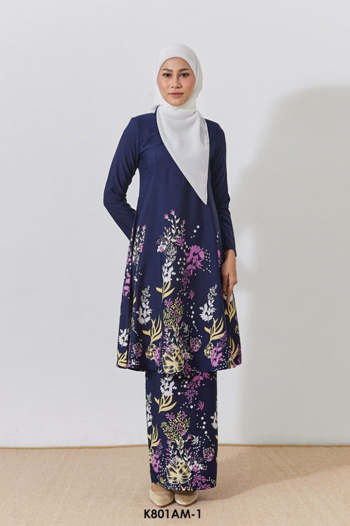 Ameera Kurung in Dark Blue (K801AM-1)