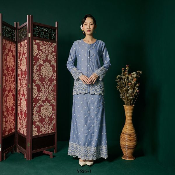 Nuha Set Eksklusif in Dusty Blue (V52G-1)