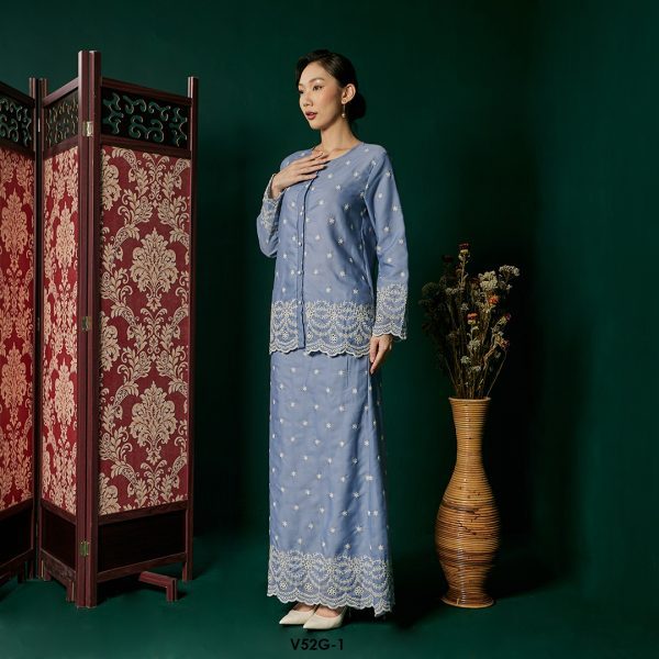 Nuha Set Eksklusif in Dusty Blue (V52G-1) - Image 2