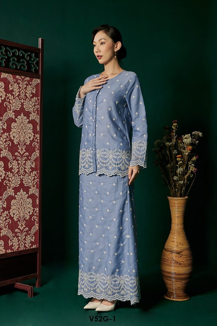 Nuha Set Eksklusif in Dusty Blue (V52G-1)