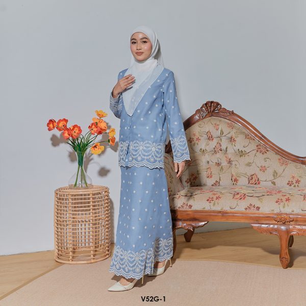 Nuha Set Eksklusif in Dusty Blue (V52G-1) - Image 2