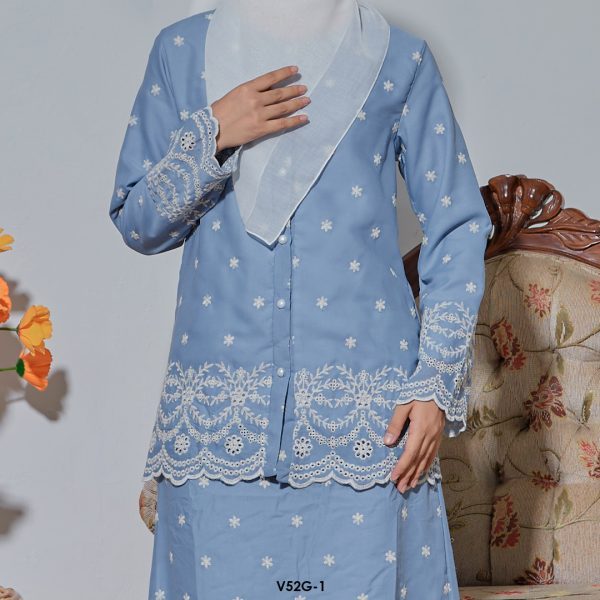 Nuha Set Eksklusif in Dusty Blue (V52G-1) - Image 3