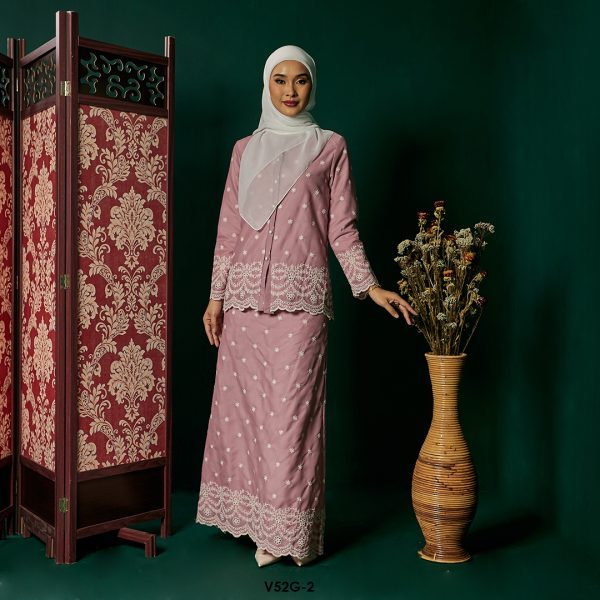 Nuha Set Eksklusif in Dusty Pink (V52G-2)