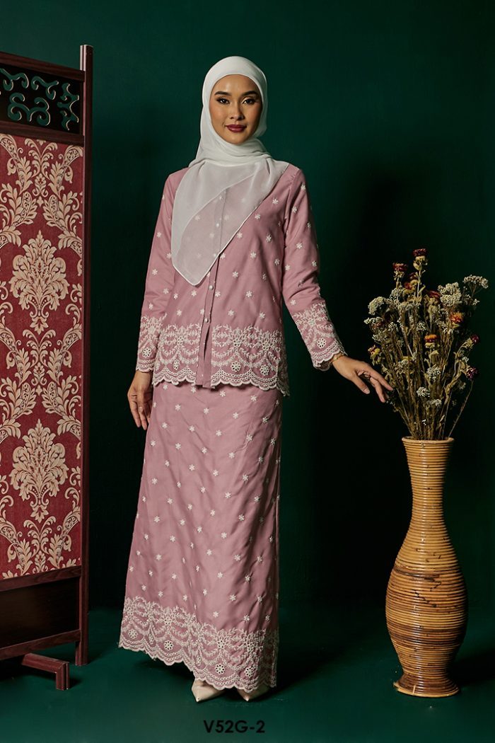 Nuha Set Eksklusif in Dusty Pink (V52G-2)