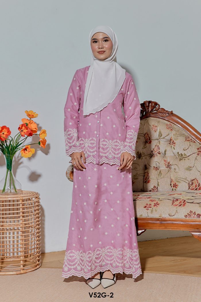 Nuha Set Eksklusif in Dusty Pink (V52G-2)