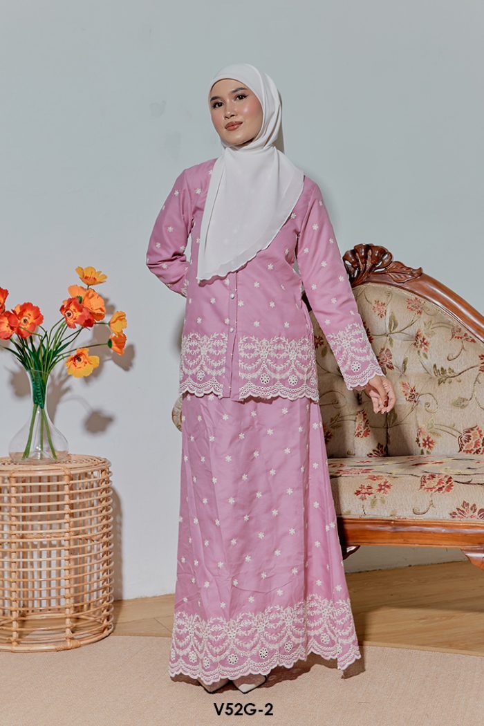 Nuha Set Eksklusif in Dusty Pink (V52G-2)
