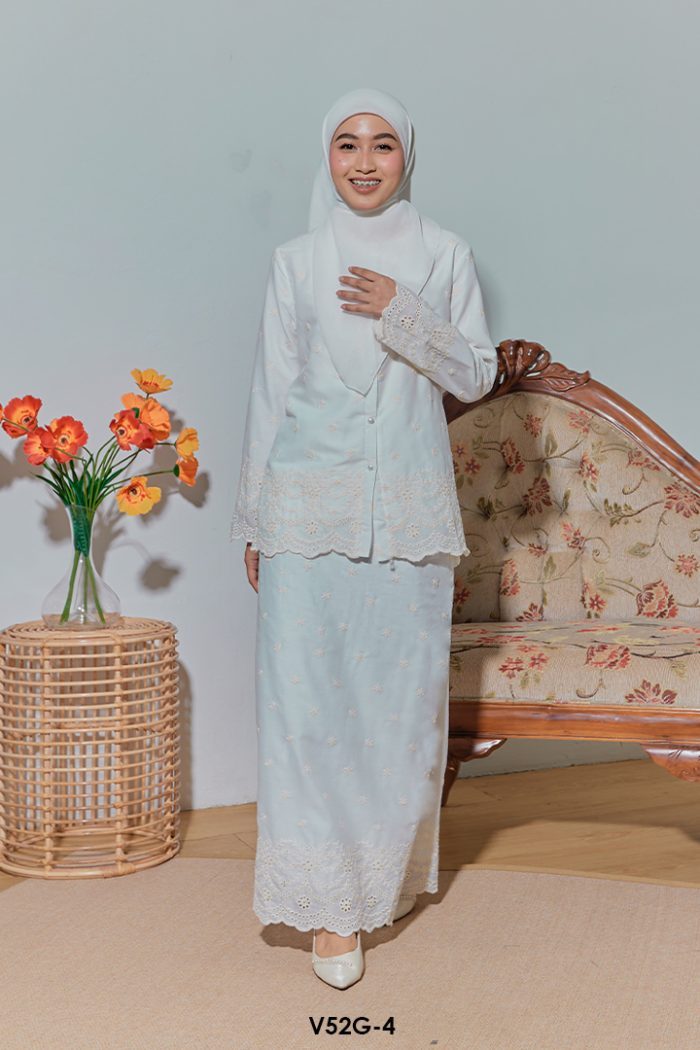 Nuha Set Eksklusif in White (V52G-4)