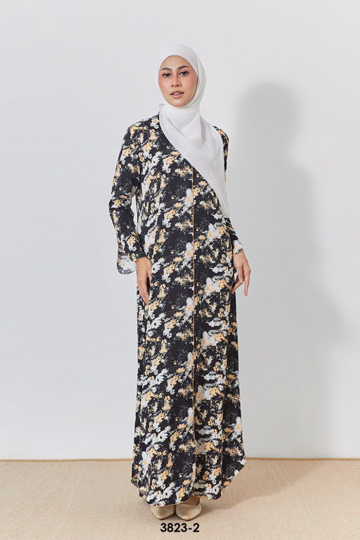 Meilin Kaftan in Black Orange (3823MK-2)