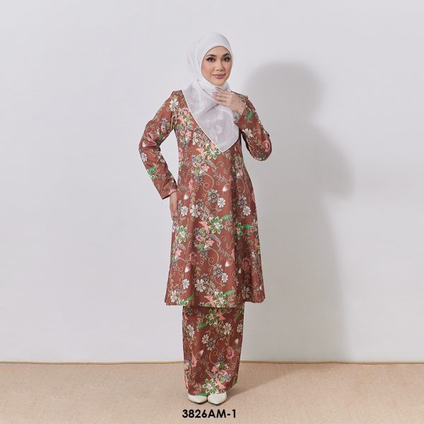 Ameera Kurung in Brown (3826AM-1)