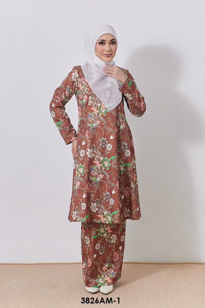 Ameera Kurung in Brown (3826AM-1)