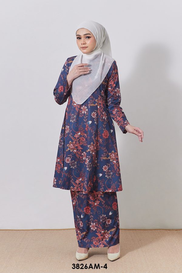 Ameera Kurung in Dark Dusty Blue (3826AM-4)