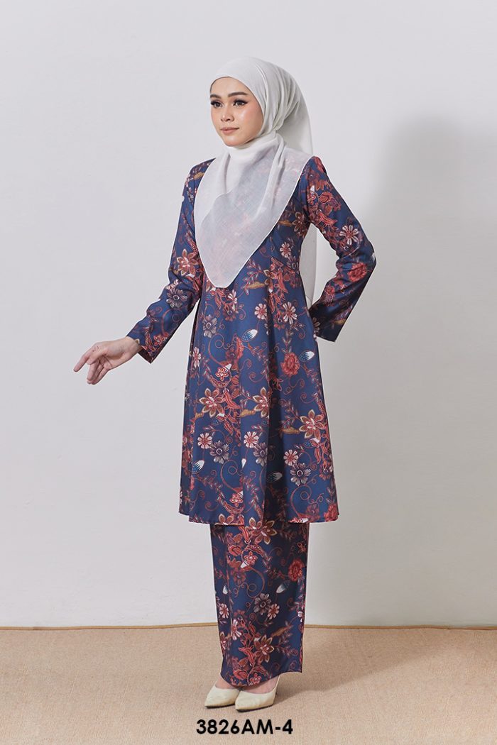 Ameera Kurung in Dark Dusty Blue (3826AM-4)
