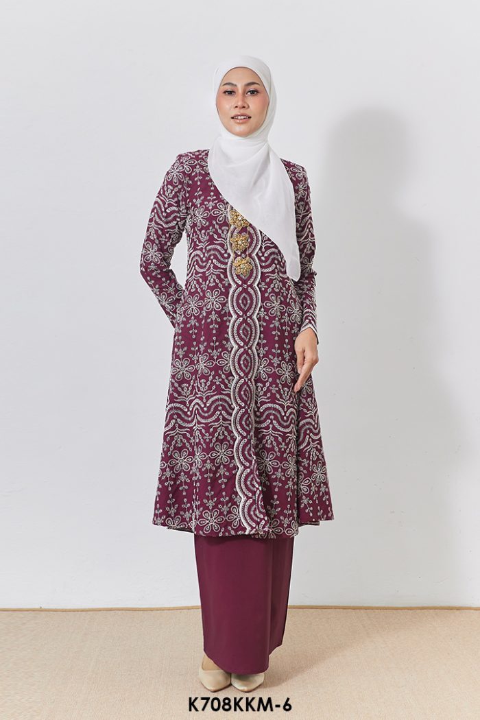 Kebarung Kalthom Sulam in Burgundy (K708KKM-6)