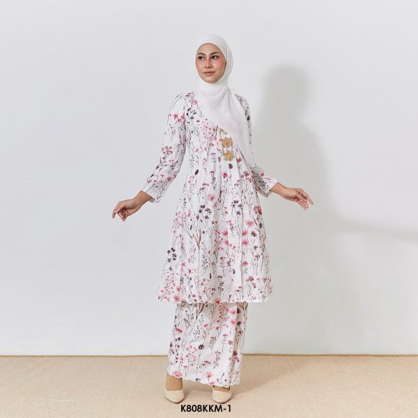 Kebarung Kalthom Sulam in White (K808KKM-1)