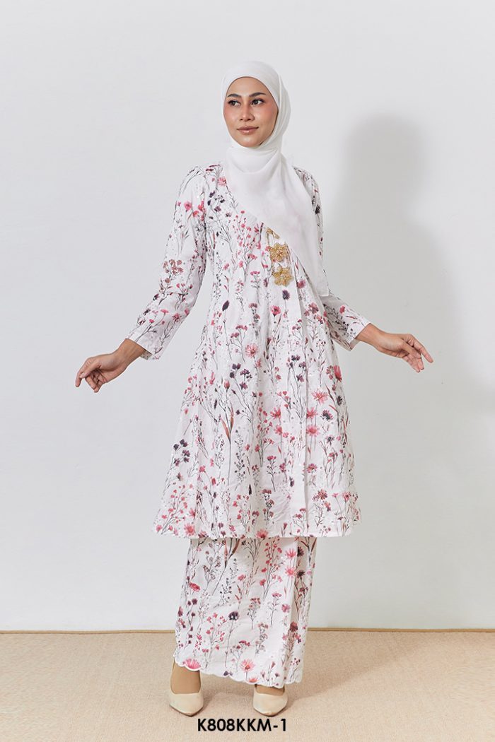 Kebarung Kalthom Sulam in White (K808KKM-1)