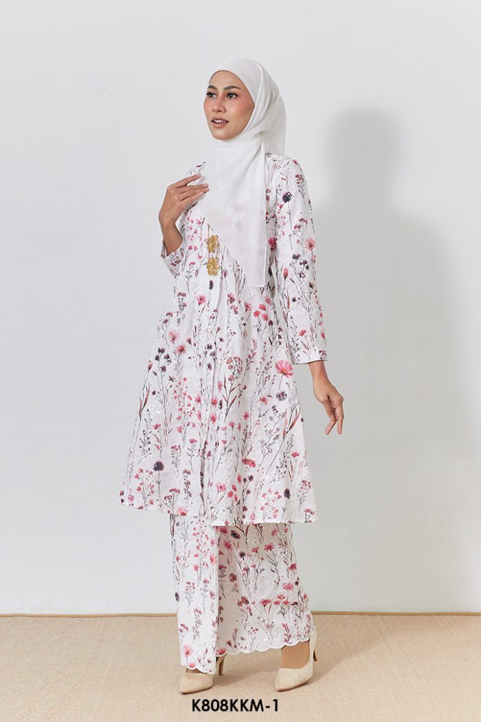 Kebarung Kalthom Sulam in White (K808KKM-1)