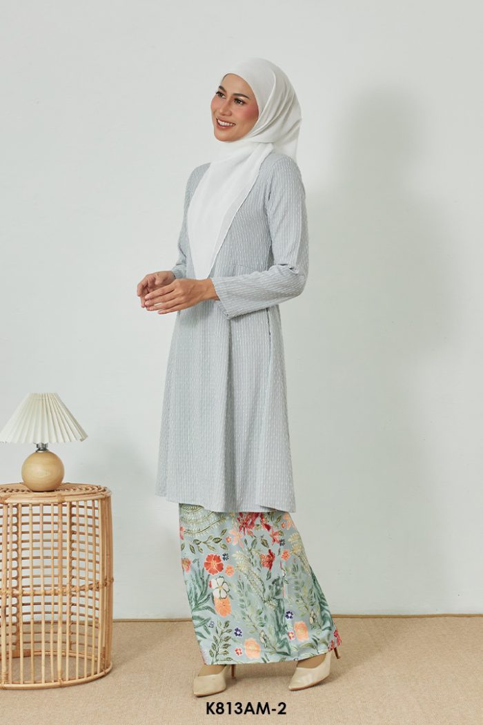 Ameera Kurung in Blue Grey (K813AM-2)