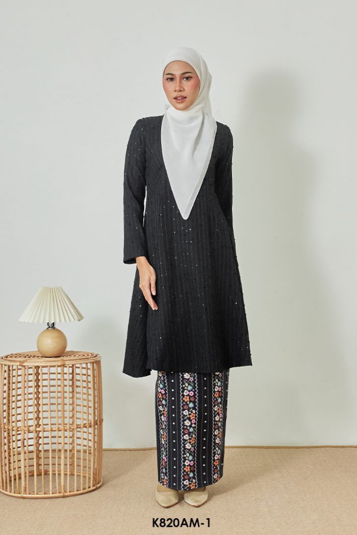 Ameera Kurung in Black (K820AM-1)