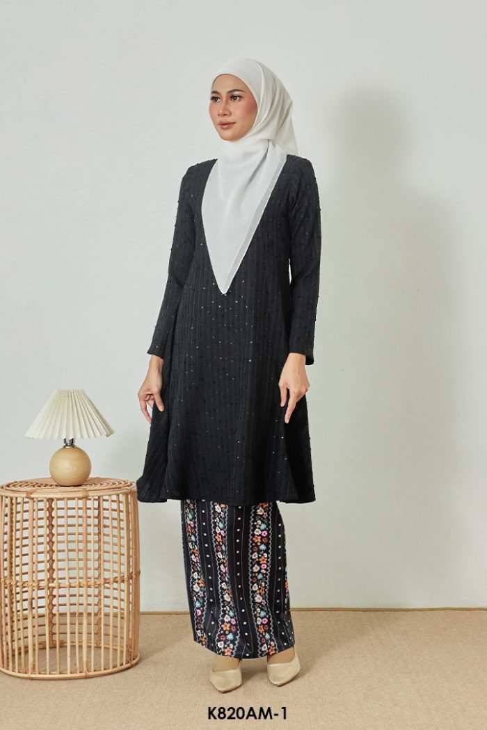 Ameera Kurung in Black (K820AM-1)