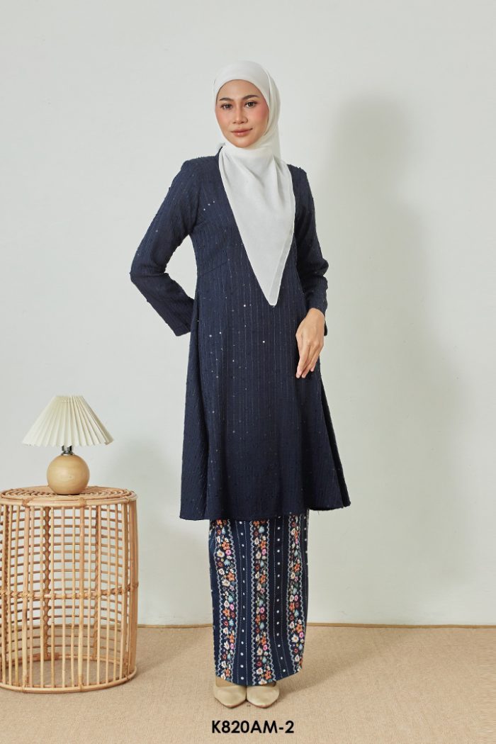 Ameera Kurung in Dark Blue (K820AM-2)