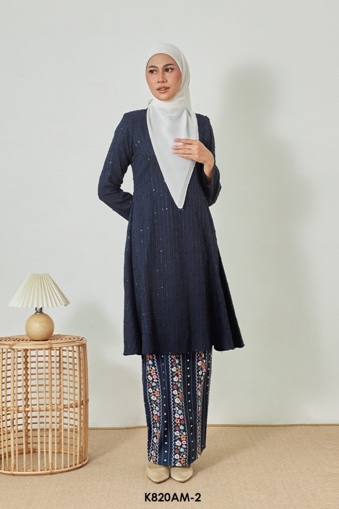 Ameera Kurung in Dark Blue (K820AM-2)
