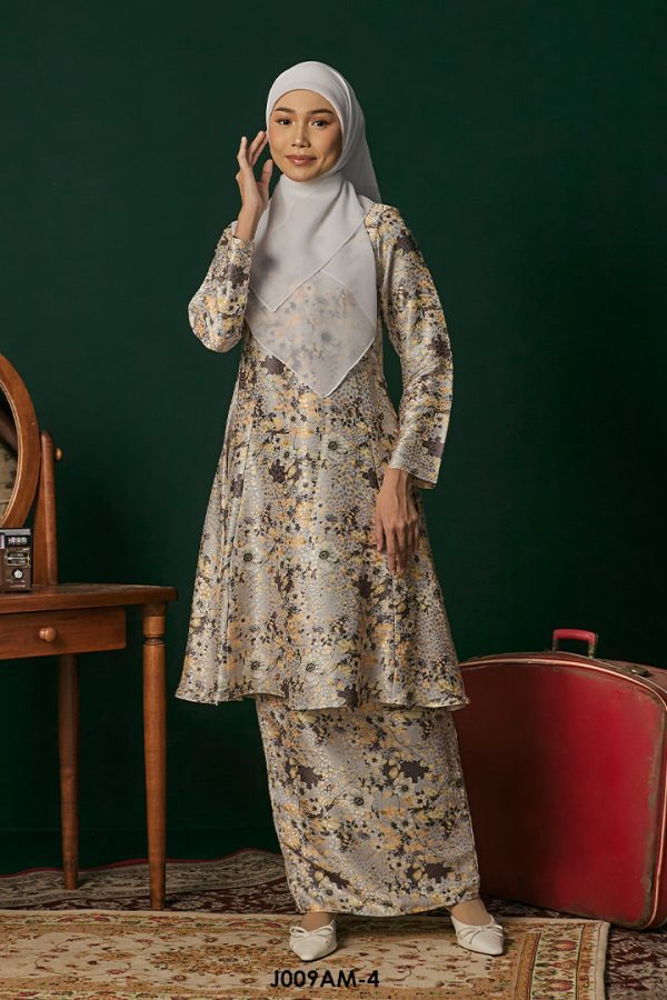 Ameera Kurung in Grey (J009AM-4)