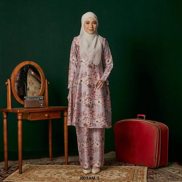 Ameera Kurung in Grey Purple (J009AM-5)