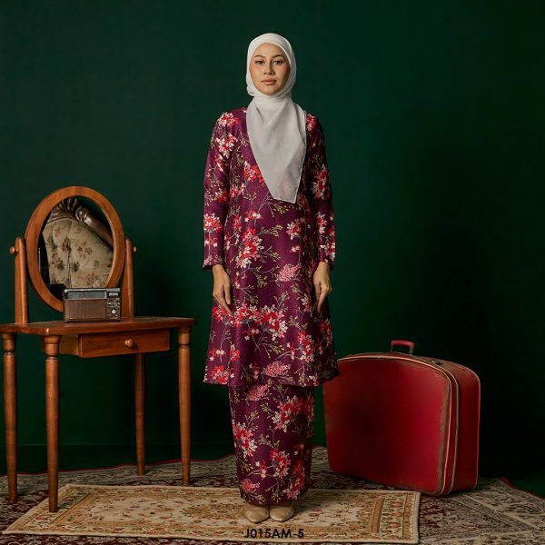 Ameera Kurung in Burgundy  (J015AM-5)