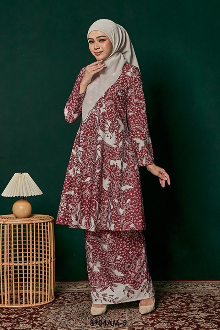 Ameera Kurung in Burgundy (3904AM-5)